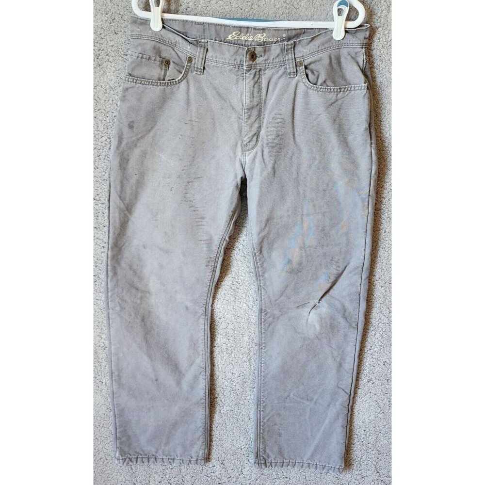 Eddie Bauer Fleece Lined Gray Straight Leg Dyed Denim Jeans Size 36 x 30